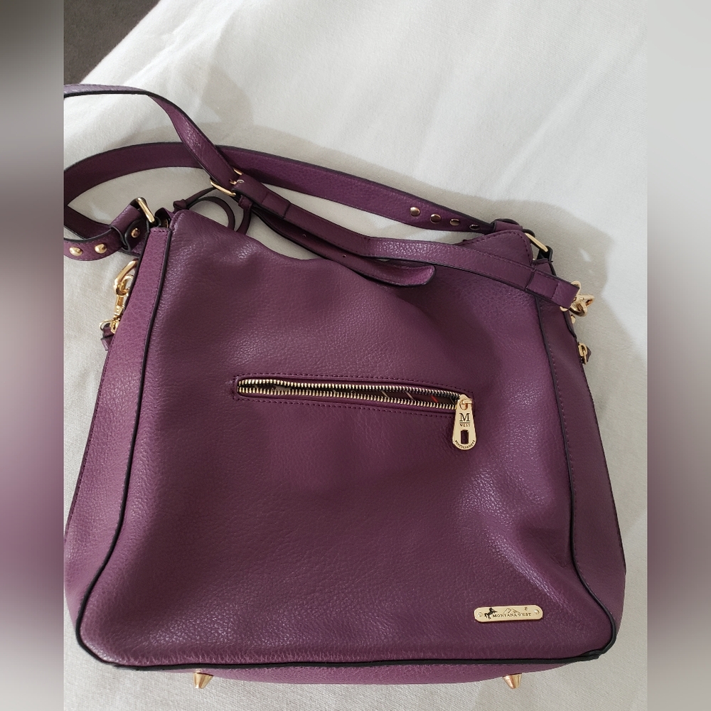 Montana West Studded Purple Conceal Carry Handbag Shoulder Crossbody - Picture 3 of 16